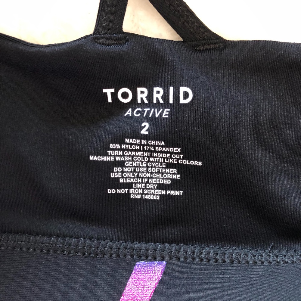 Torrid Black Rainbow Bolt Lattice Back Sports Bra - Picture 9 of 9